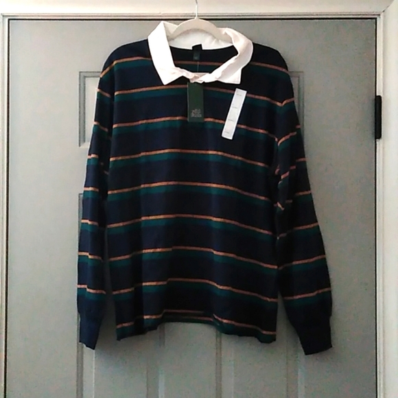 Unisex NWT Wild Fable striped collared shirt size Large - Picture 1 of 5